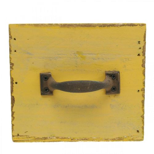 Floristik24 Gaveta decorativa vintage plantador madeira amarelo 12,5×12,5×11cm