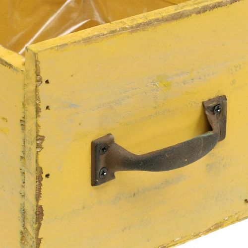 Floristik24 Gaveta decorativa vintage plantador madeira amarelo 12,5×12,5×11cm
