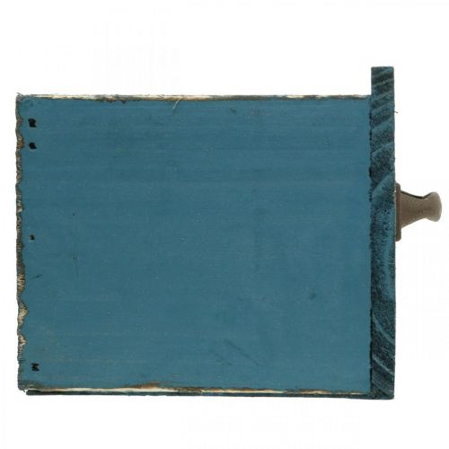 Floristik24 Gaveta de plantas decoração em madeira azul shabby chic 12,5×12,5×11cm
