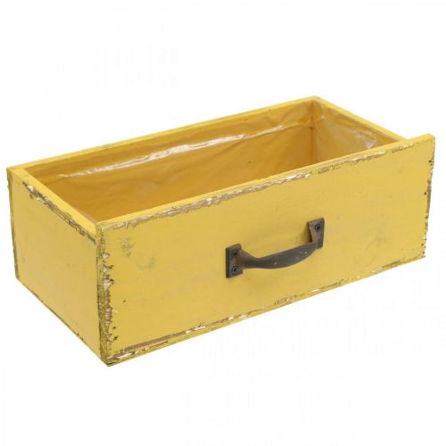 Floristik24 Caixa de plantas gaveta de madeira Shabby Chic Amarelo 25x13x9cm