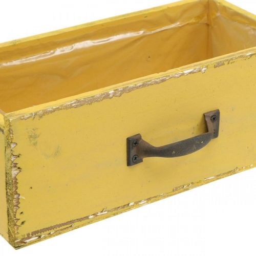 Floristik24 Caixa de plantas gaveta de madeira Shabby Chic Amarelo 25x13x9cm