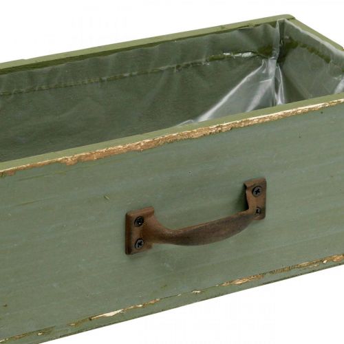 Floristik24 Plantador gaveta decorativa madeira shabby chic verde 25x13x9cm