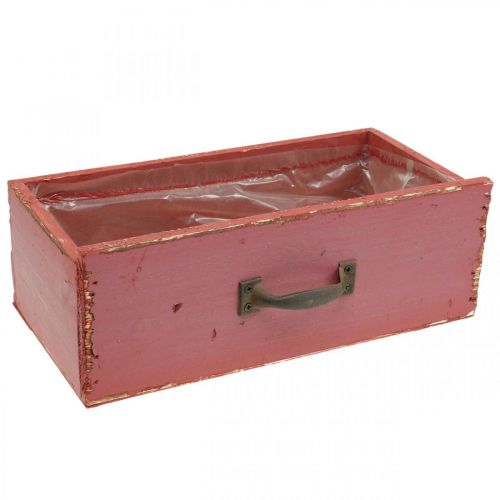 Floristik24 Plantador Gaveta De Madeira Shabby Chic Vermelho 25x13x9cm