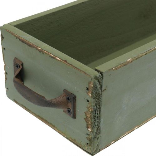 Floristik24 Bandeja de madeira estilo vintage gaveta Deco verde gasto 65 × 11 × 7 cm