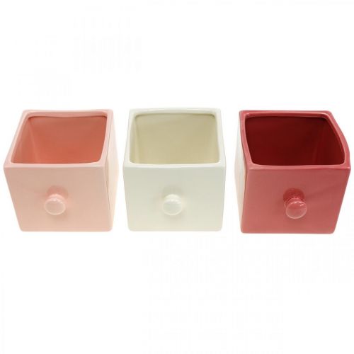 Floristik24 Gaveta para plantio, decoração de cerâmica, gaveta decorativa, plantador 3pcs