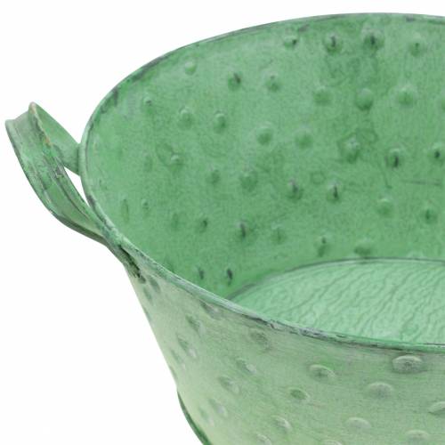 Floristik24 Plantador de tigela decorativo metal verde lavado Ø24cm H10cm