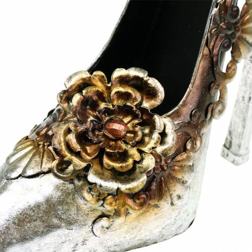 Itens Sapato decorativo para plantação de sapato prateado brilhante 26cm x 11cm Alt.30cm