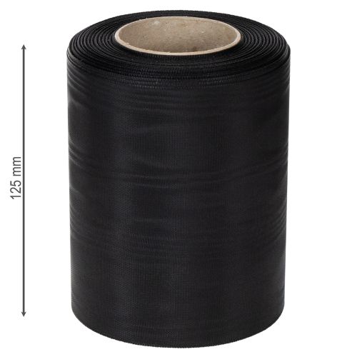 Fita preta para guirlanda, 125 mm, 25 m - Fita elegante para luto, ideal para arranjos florais e decoração. Fita de acetato. | Floristik24.pt