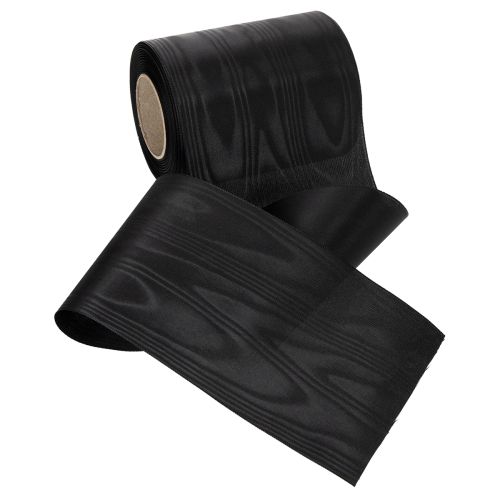 Fita preta para guirlanda, 125 mm, 25 m - Fita elegante para luto, ideal para arranjos florais e decoração. Fita de acetato. | Floristik24.pt