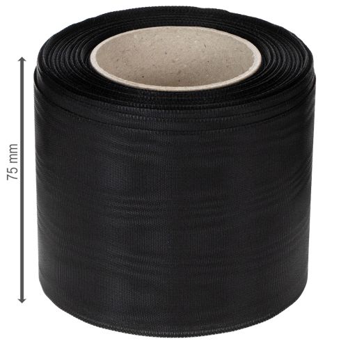 Fita preta para coroa de flores, 75 mm, 25 m - fita de acetato para impressão e decoração de fitas. | Floristik24.pt