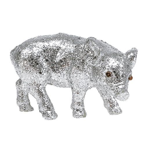 Itens Porco com glitter prata 9cm 6pcs