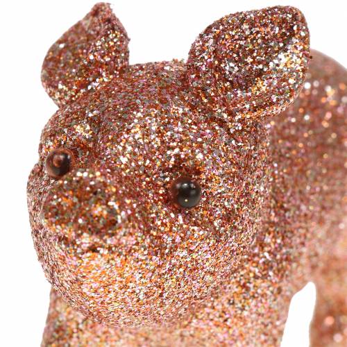 Floristik24 Pig glitter decorativo rosa 10cm 8pcs