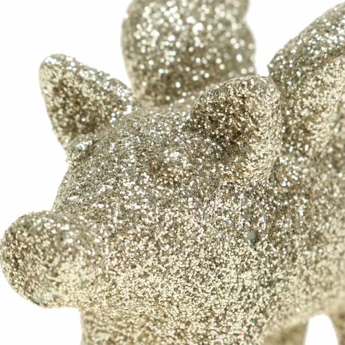 Floristik24 Porco decorativo com asas de ouro mica 6cm