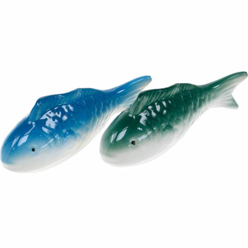 Floristik24 Peixe de natação azul/verde cerâmica 11,5 cm 2 peças