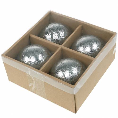 Floristik24 Bola flutuante flores prata metal Ø8cm sortido 4 peças