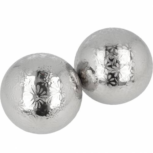 Floristik24 Bola flutuante flores prata metal Ø8cm sortido 4 peças