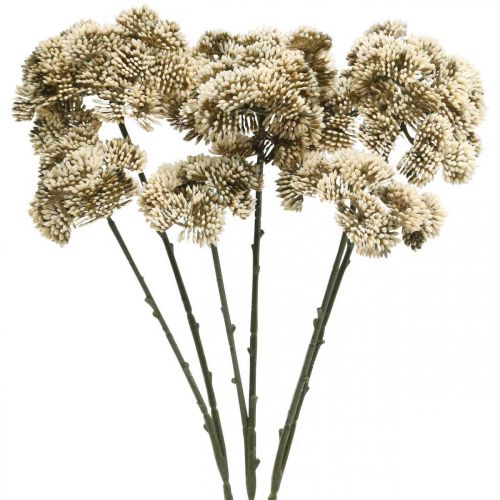 Sedum flor artificial sedum creme flor decoração outono 70 cm 3 unidades