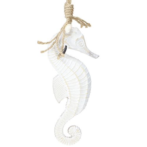 Itens Decoração Cavalo Marinho para Pendurar Branco Lavado 27cm