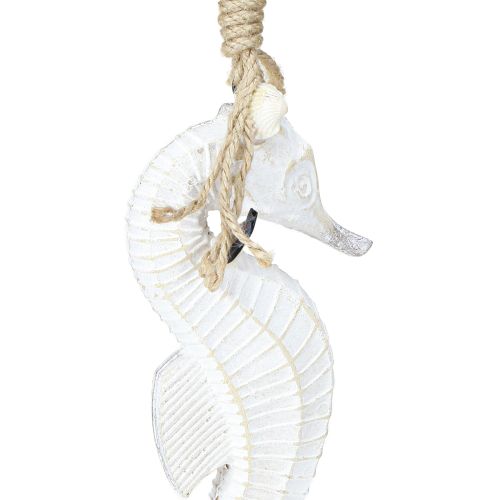 Itens Decoração Cavalo Marinho para Pendurar Branco Lavado 27cm