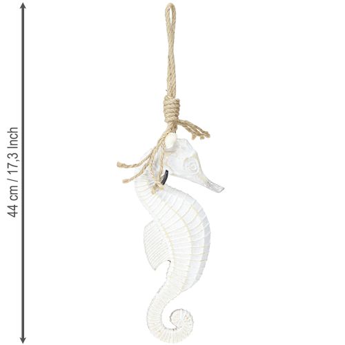 Itens Decoração Cavalo Marinho para Pendurar Branco Lavado 27cm