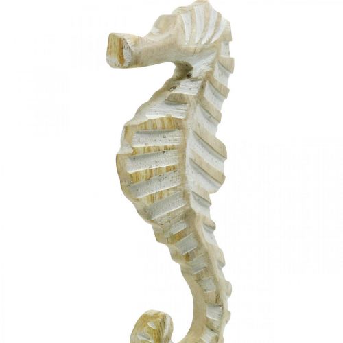 Floristik24 Cavalo marinho em madeira, decoração marítima, figura decorativa animal marinho cor natural, branco H35cm