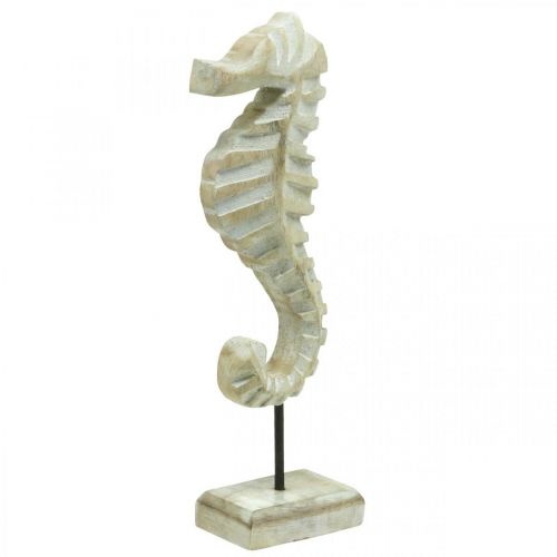 Floristik24 Cavalo marinho para colocar, decoração em madeira marítima, decoração de mesa, decoração de verão cores naturais, branco H28cm