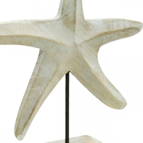 Floristik24 Estrela do mar em madeira, escultura decorativa marítima, decoração marítima em cores naturais, branco Alt.28cm