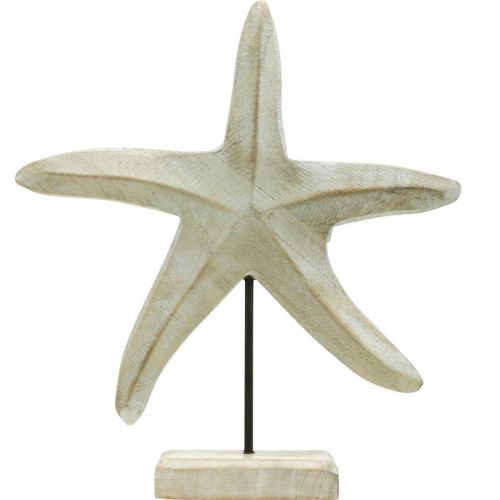 Floristik24 Estrela do mar em madeira, escultura decorativa marítima, decoração marítima em cores naturais, branco Alt.28cm