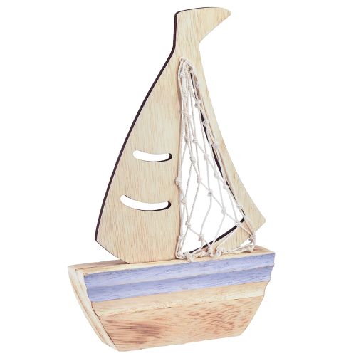 Floristik24 Suporte para decoração de veleiro madeira natural azul claro 25,5×16,5cm 3 un