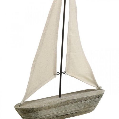 Itens Barco à vela, barco em madeira, decoração marítima shabby chic cores naturais, branco A37cm L24cm