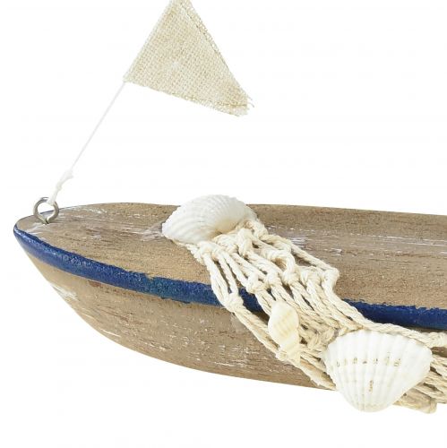 Floristik24 Navio decorativo barco à vela de madeira vintage com conchas Alt.22cm 2 unidades