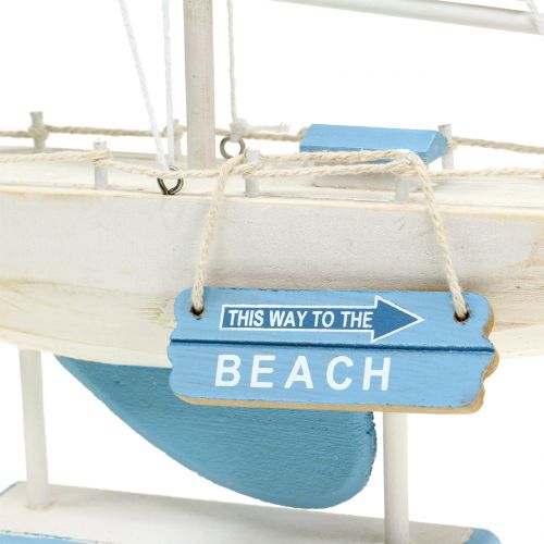 Floristik24 Veleiro de madeira Deco azul, branco H41.5cm