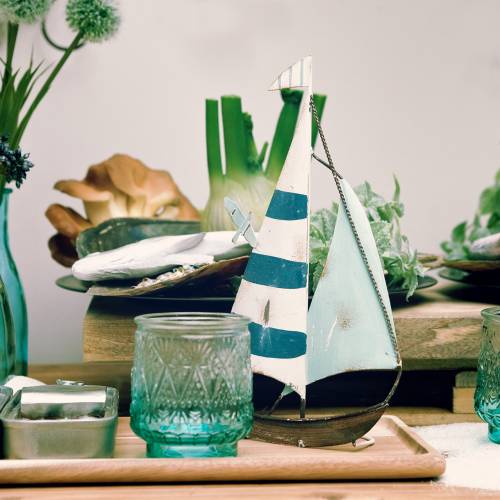 Floristik24 Barco à vela metálico 15cm x 28cm