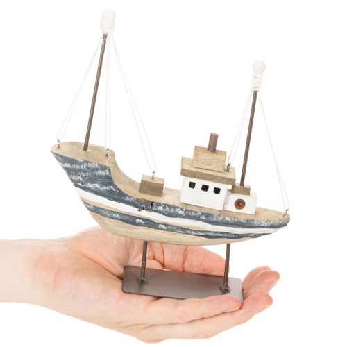 Decoração de navio, estilo marítimo, madeira com suporte, 20 cm | Floristik24.pt