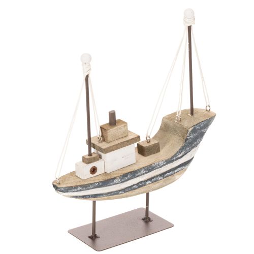 Decoração de navio, estilo marítimo, madeira com suporte, 20 cm | Floristik24.pt
