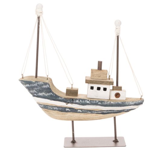 Decoração de navio, estilo marítimo, madeira com suporte, 20 cm | Floristik24.pt