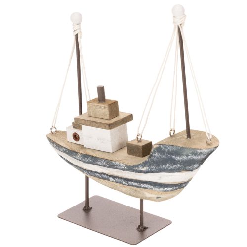 Decoração de navio, estilo marítimo, madeira com suporte, 20 cm | Floristik24.pt