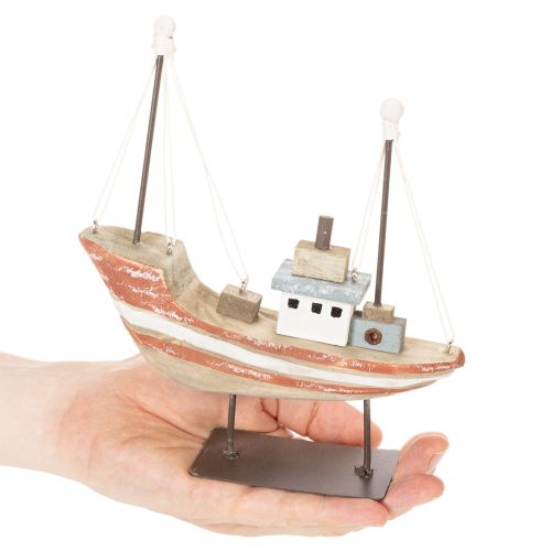 Modelo decorativo de barco de madeira para peitoril de janela, 20 cm | Floristik24.pt