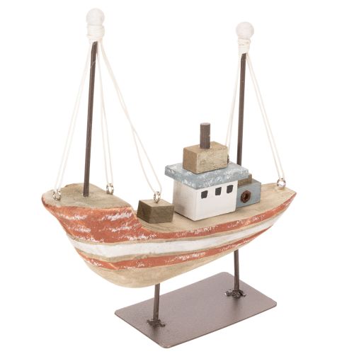 Modelo decorativo de barco de madeira para peitoril de janela, 20 cm | Floristik24.pt