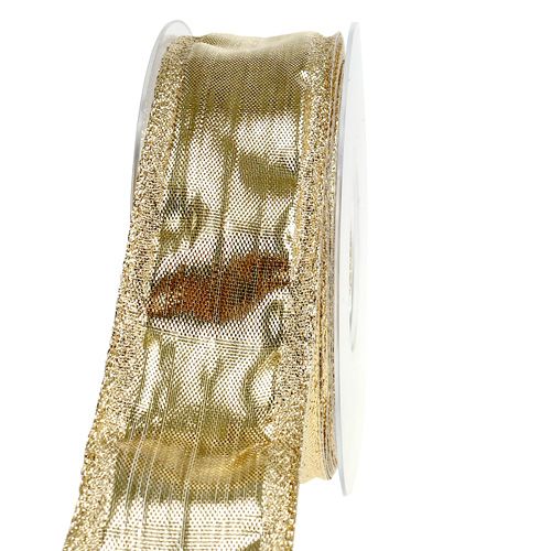 Floristik24 Fita com fio dourado 40mm 25m