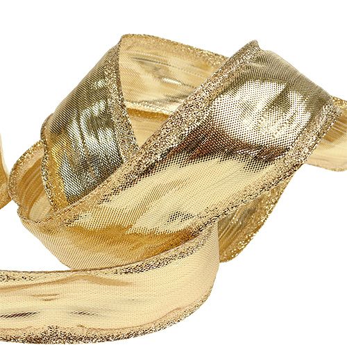 Floristik24 Fita com fio dourado 40mm 25m