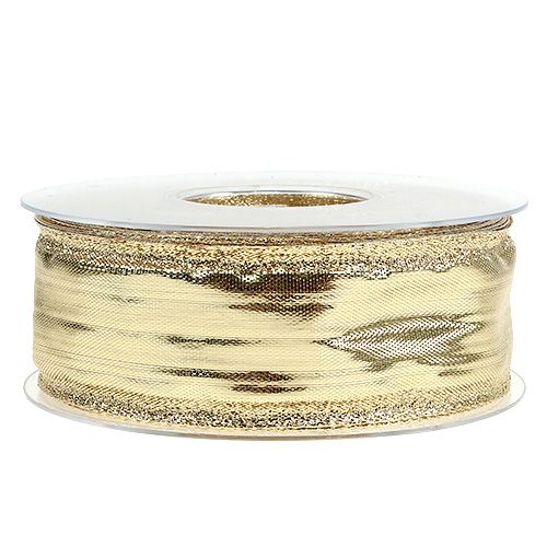 Floristik24 Fita com fio dourado 40mm 25m