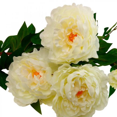 Flor de seda peônia creme artificial branco 135cm