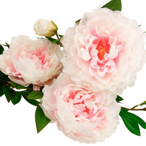 Itens Flor de seda peônia artificial rosa claro, branco 135 cm