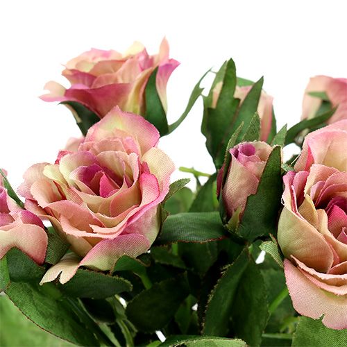 Buquê de flores de tecido de seda rosa L26 cm rosa velha 3 unidades | Floristik24.pt