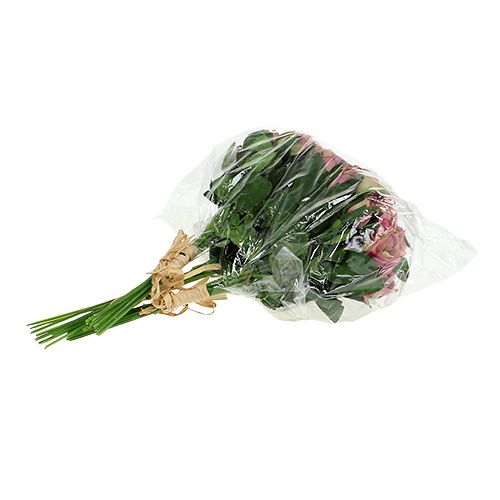 Buquê de flores de tecido de seda rosa L26 cm rosa velha 3 unidades | Floristik24.pt