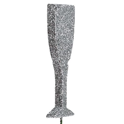 Itens Taça de champanhe com glitter prata 8cm L28cm 24pcs