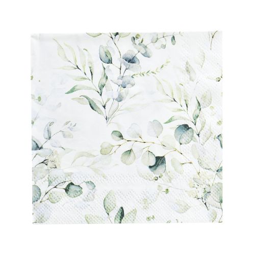 Floristik24 Guardanapos decorativos de mesa eucalipto branco 25x25cm 20 un