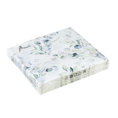 Floristik24 Guardanapos decorativos de mesa eucalipto branco 25x25cm 20 un