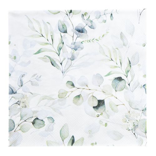Floristik24 Guardanapos motivo eucalipto branco verde 33x33cm 20 un